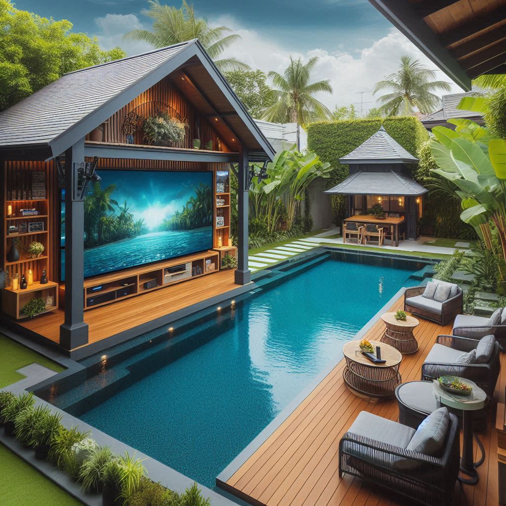 Outdoor Swimming Pool Entertainment Setup – ZeboZap