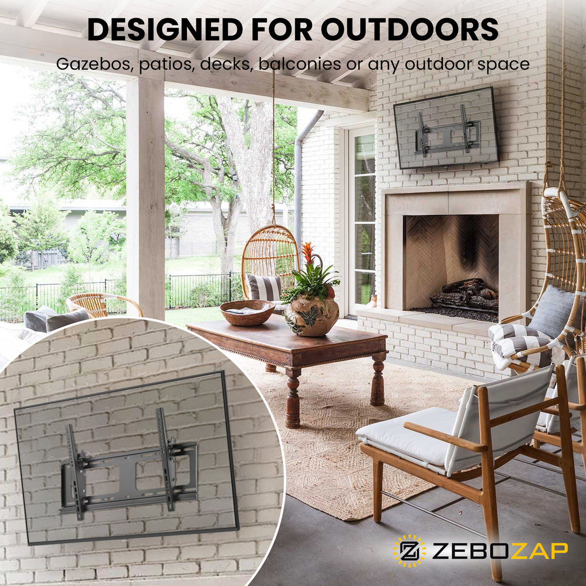 Weatherproof Outdoor TV Wall Mount | Lockable & Tilting - Low Profile ...